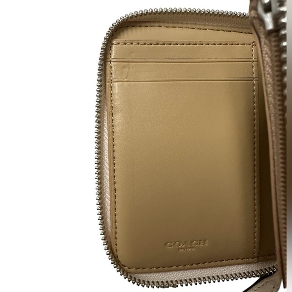 Coach Small Zip Around Wallet Multi Floral Print #F73025 Chalk Multi/Silver New - Picture 14 of 15